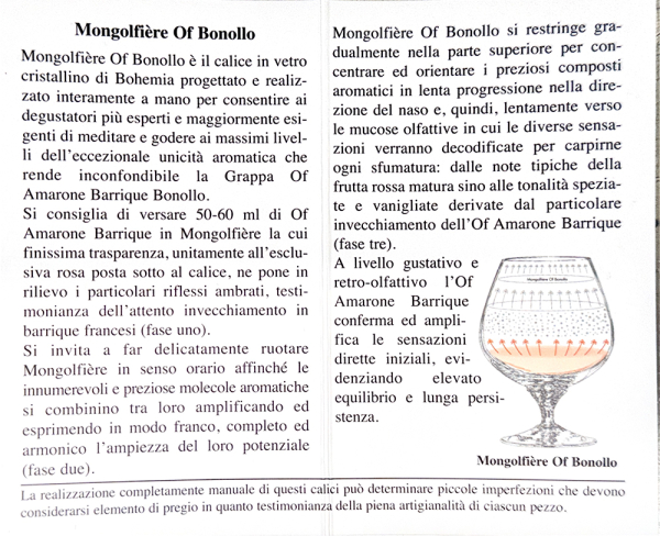 Grappa Glas „Mongolfière“ Bonollo of